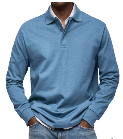 Polo homme à manches longues en coton premium – Élégance discrète et confort supérieur