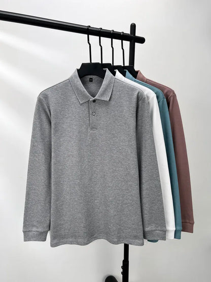 Polo homme à manches longues en coton premium – Élégance discrète et confort supérieur